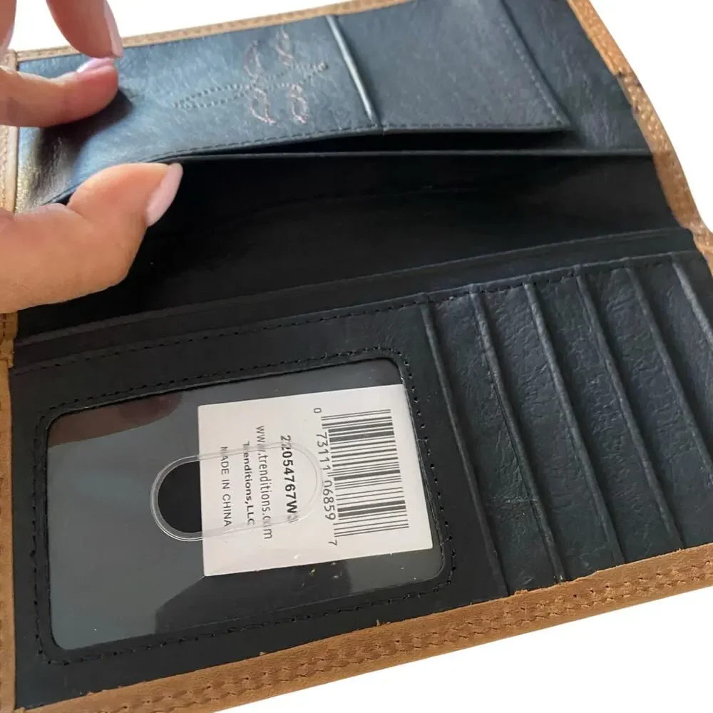 NWT Men’s JUSTIN'S RODEO GENUINE LEATHER WALLET Two Toned Brown 22054767W3